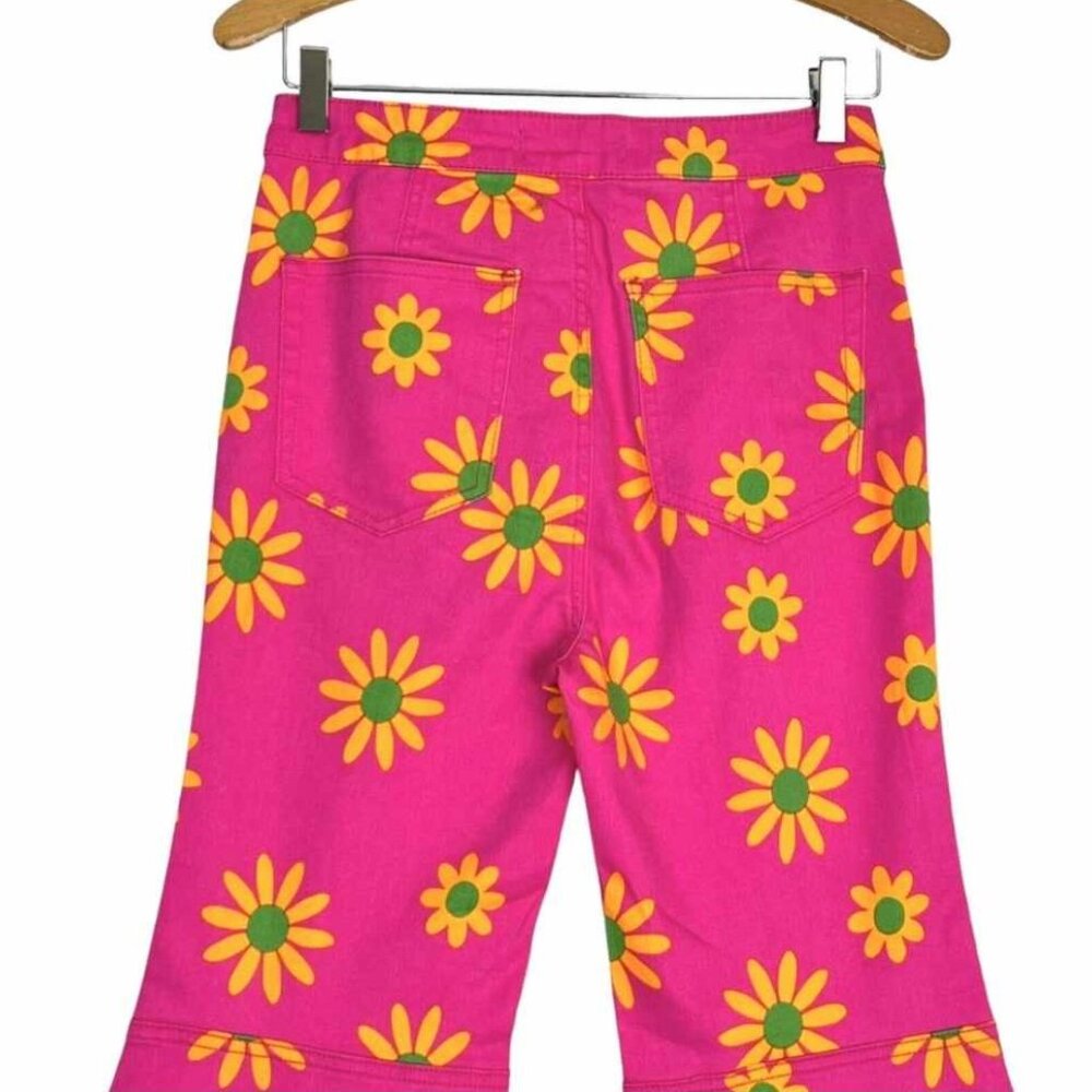 Free People Youthquake Pink Lipstick Combo Cropped Retro Flare Jeans Size 30 NWT - Picture 5 of 15